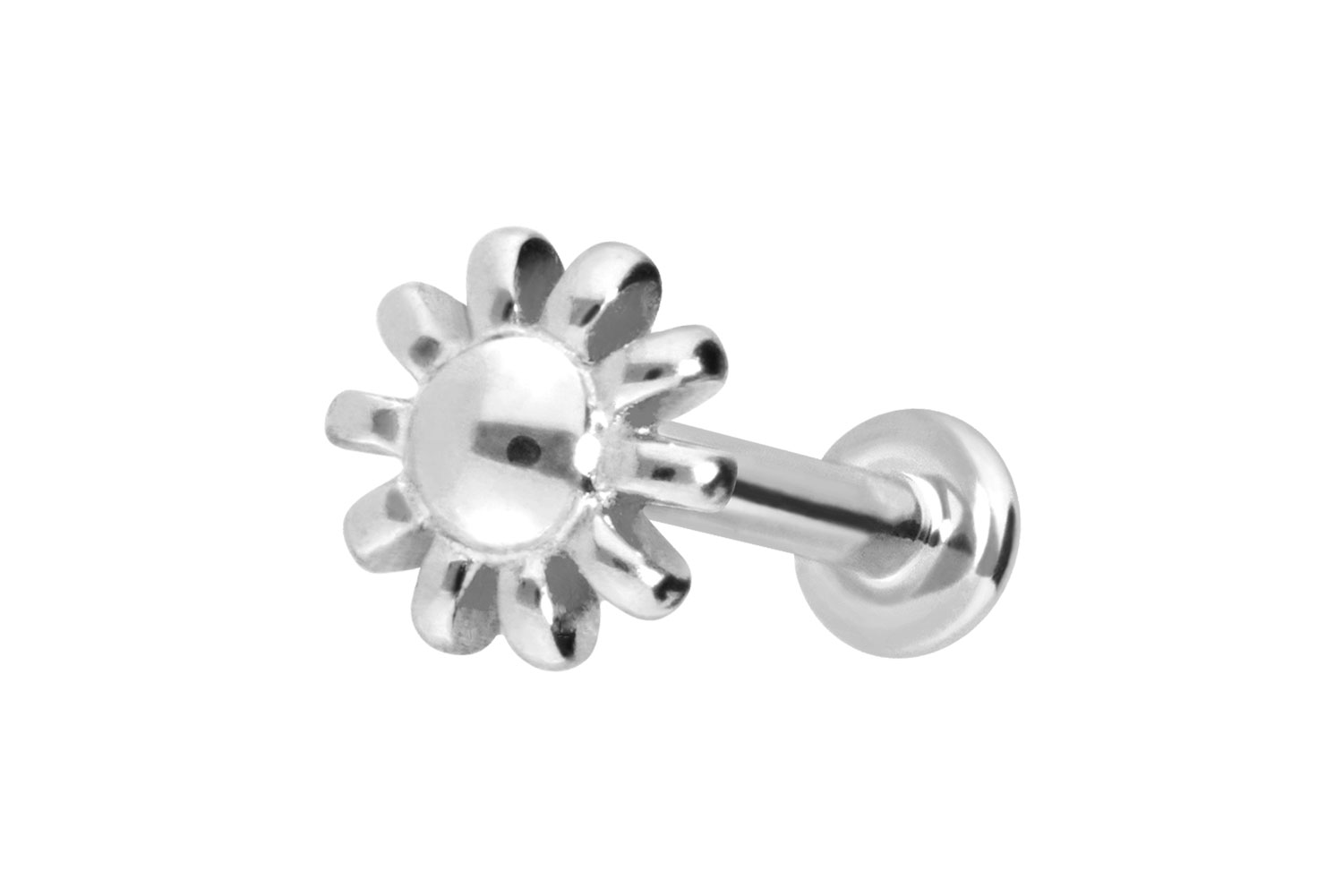 14 Karat Gold Labret Piercing mit Push Fit BLUME